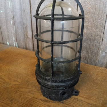 Vintage Explosion Proof Cage Light Fixture, 5 x 11.5