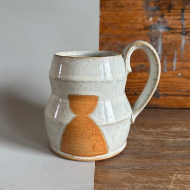 Mug - White with Orange Geometric Shapes 