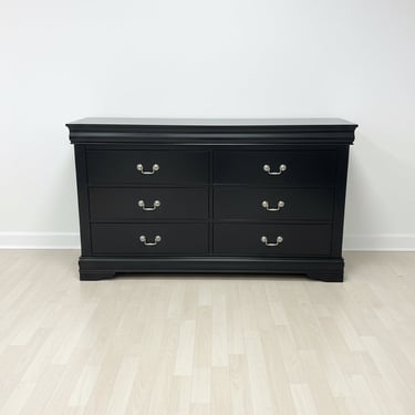 black dresser with gold hardware Black Dresser with Wood Top (Delivery Available) – VillelasCo Furniture main image 1