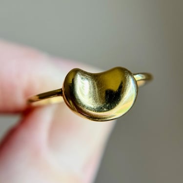 Vintage 1970s Elsa Peretti Tiffany & Co. 750 18K Gold Bean Wire Ring, Sz 7 2.4g 