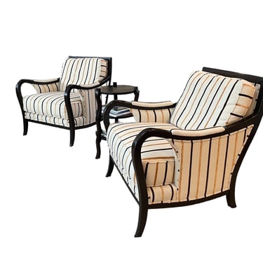 Pair Custom Ferfuson Copeland Striped Soho Club Chairs LG223-4