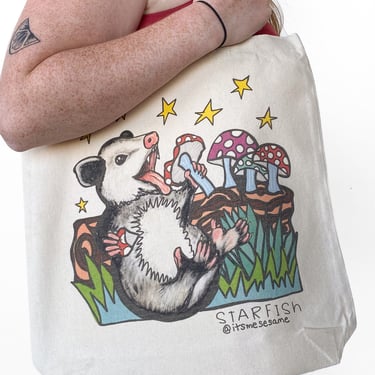 Opossum In The Mushrooms Tote