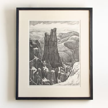 Antique Original Limited Edition Etching Signed by Artist Adele Watson Titled "Bryce Canyon" 1873 - 1947 