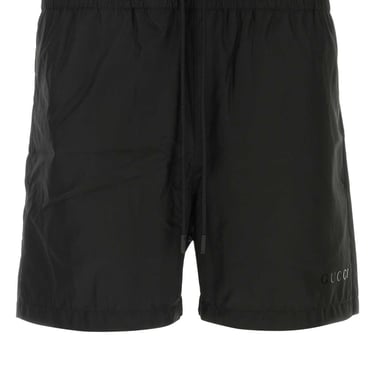 Gucci Men Black Polyester Swimming Shorts