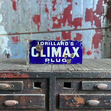 Antique Lorillards Climax Plug Porcelain Flange Sign 