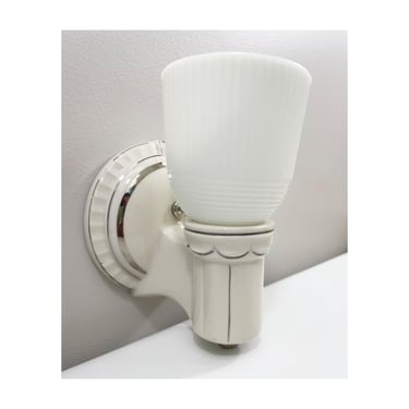 Refurbished Porcelier Wall Sconce - Single - Porcelain - Art Deco Design with Platinum Trim - Rewired for Hard Wire Use 