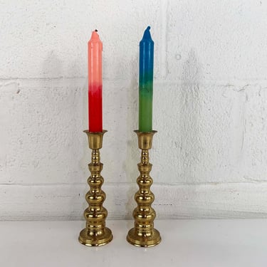 Vintage Brass Candle Holders Pair Candlesticks Retro Decor Mid-Century Hollywood Regency Candleholder Bubble Made in Japan Wedding Mantel 