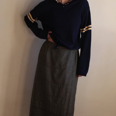 Stunning Vintage Olive Wool & Mohair Wrap Skirt
