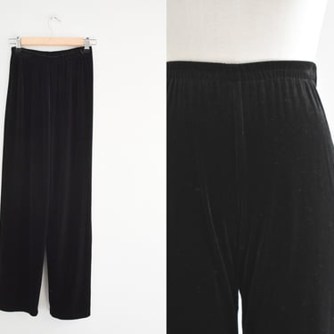 1990s Black Velour Knit Pants 