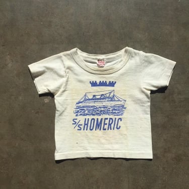 Vintage 1950's Children's / Baby / Infant "S/S Homeric" Oceanliner T-Shirt, Vintage Clothing, Vintage Children's Tees, Vintage Baby Tee 