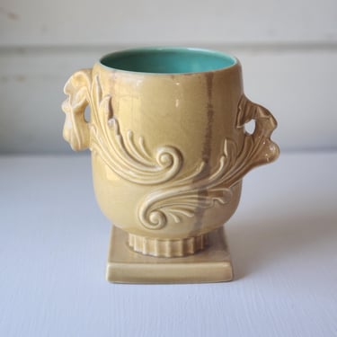 Red Wing vase vintage double handle art pottery ceramic 