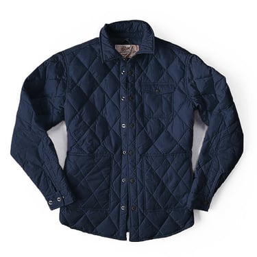 SCHOTT NYC NAVY DOWN FILLED QUILTED SHIRT JACKET