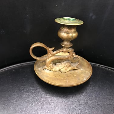 Bronze Dolphin chamber stick or candlestick 