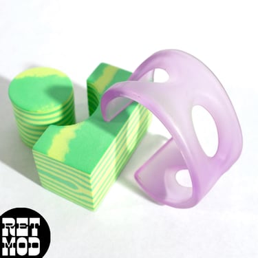 Fantastic Space Age Vintage Light Purple Transparent Plastic Statement Cuff Bracelet 