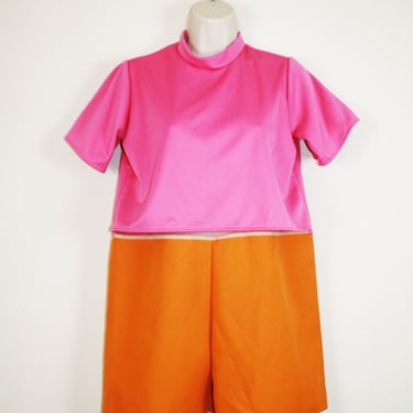 Vintage 60s Pink & Orange Romper 