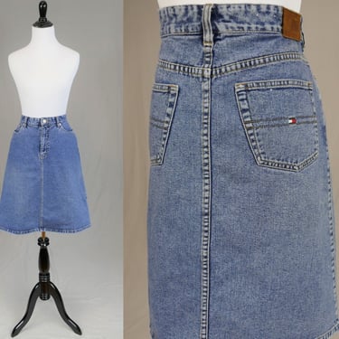 Vintage Tommy Hilfiger Jean Skirt - 32" waist - 5 Pocket Style - Cotton Denim - Vintage Y2K Dated 2000 