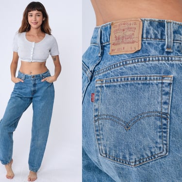 Levis 551 Jeans -- Mom Jeans Blue 90s Denim Pants Tapered Slim Jean Pants Levis Strauss 1990s Red Tab Large 12 Long 31 x 31 