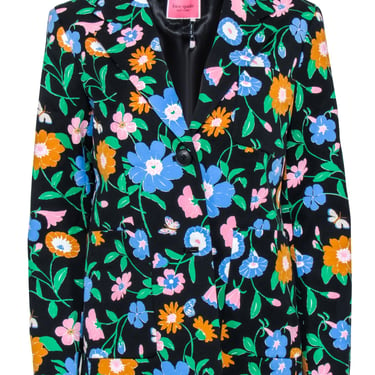 Kate Spade - Black & Multi Color Floral Blazer Sz 10