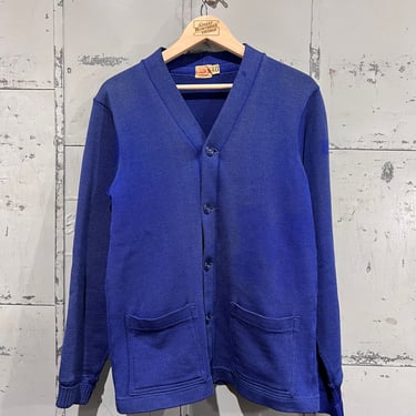 Size 40 50s Varsity cardigan Sweater royal blue with no patch Grandpa Style knit preppy costume 