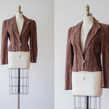 brown suede jacket | 80s vintage Avanti dark brown short cropped leather jacket 