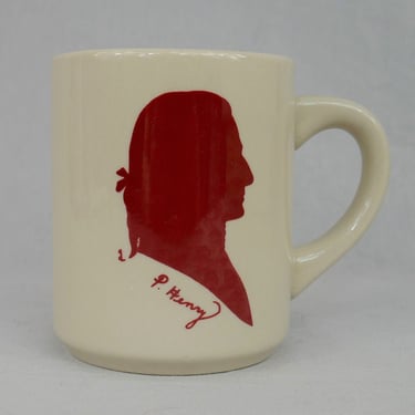 Vintage Patrick Henry Coffee Mug - Give Me Liberty or Give Me Death - Off-White Maroon Red - Founding Father Cup 