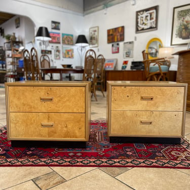 Vintage Henredon ‘Scene Two’ Burl Wood Side Tables/Nightstands