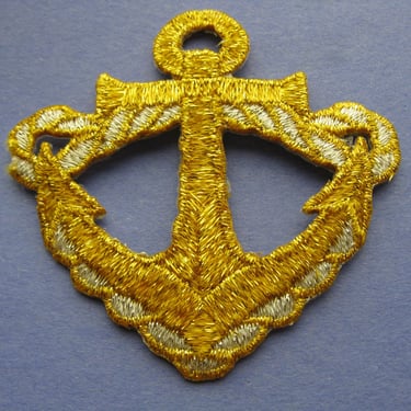 nautical gold anchor patch large vintage sailor appliqué trim 