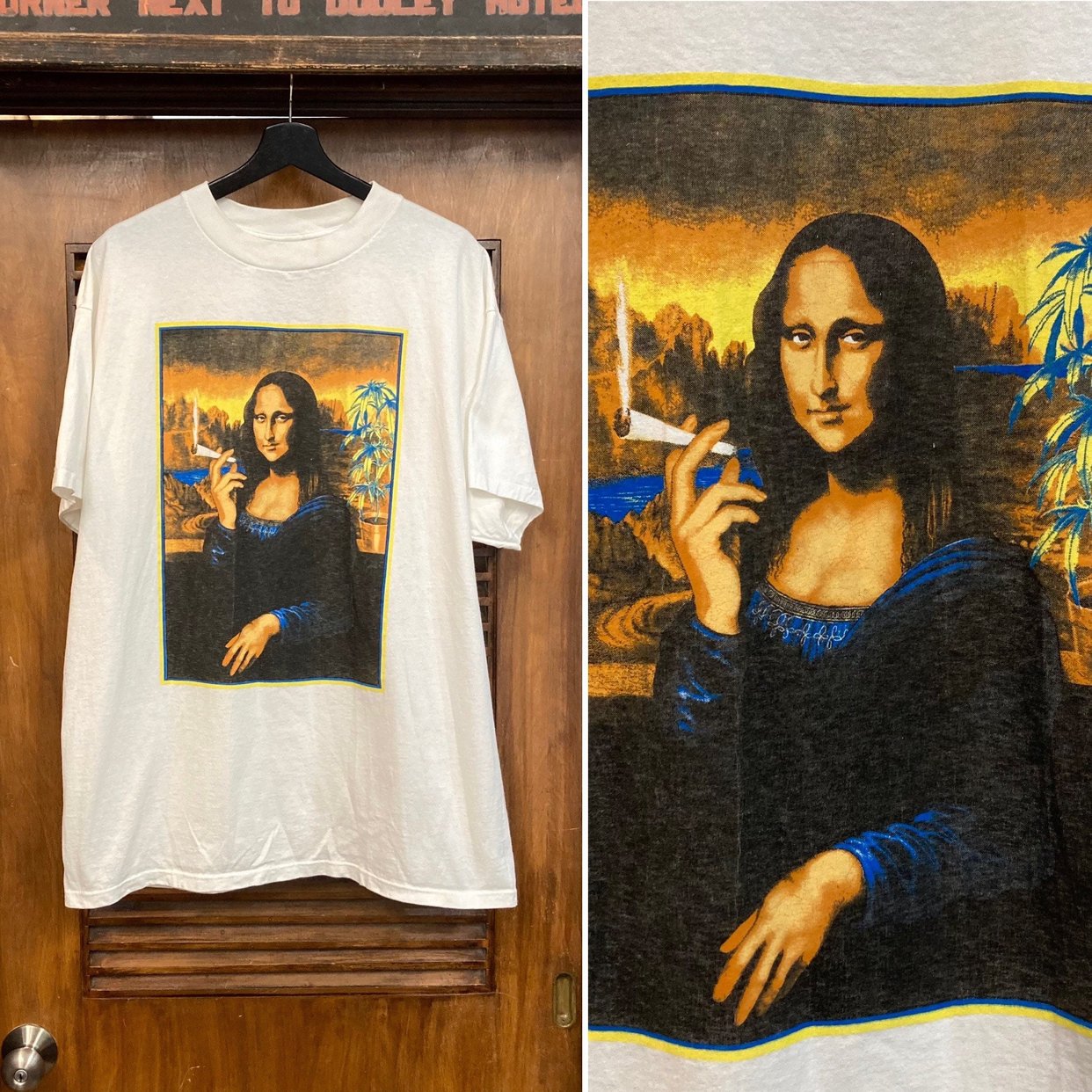 90s mona the lisa モナリザ アートTシャツ ユーロ Lサイズ Amazon | 面白いMona Lisa | クール レトロ Y2K EDM モナリザ