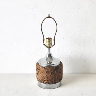 Mid-Century Modern Chrome Cork Sculpted Table Lamp 
