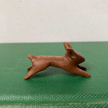 Vintage Mini Wood Carved Rabbit, Running Rabbit, Bunny, Wooden Animal, Hand Carved 