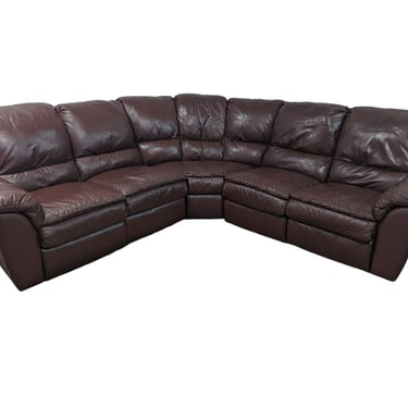 Chocolate Brown Leather Recliner Sectional