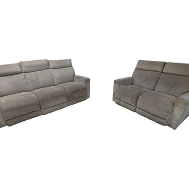 La-Z-Boy Beige Fabric Reclining Couch/Loveseat Set
