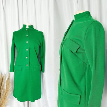 Vintage 1960s  Mod Green Shift Dress / A line dress / Twiggy dress 