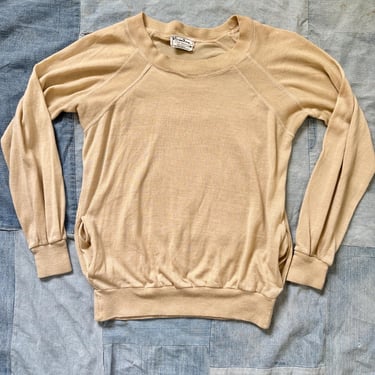 Vintage 1970s Acrylic Knit Long Sleeve Top with Pockets Small Medium by TimeBa