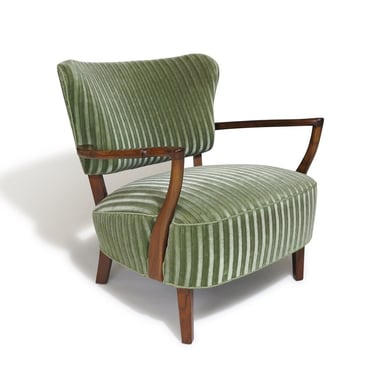 1940's Danish Lounge Chair in Original Green Mohair