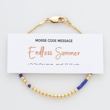 Endless Summer Morse Code Bracelet in 14K Gold filled or Sterling Silver, Hidden Message Bracelet for the Beach Lover, Waterproof Bracelet 