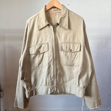 XL, Vintage 1950s Khaki Headlight Work Jacket, Boxy, Workwear, J 