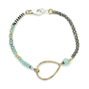 J&amp;I Jewelry | Aquamarine, Chaceldony + Pearl Bracelet