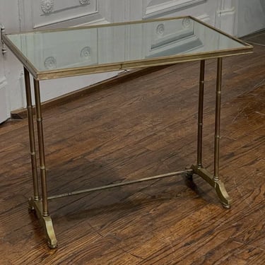Modern Bronze Mirrored Trestle Side Table 