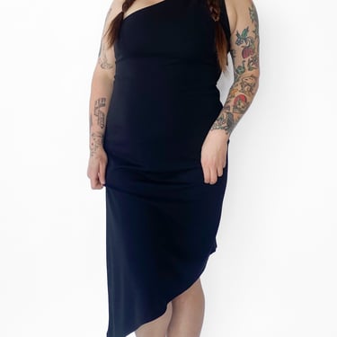 Y2K Black Asymmetrical One Shoulder Dress sz. L
