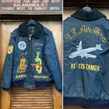 Vintage 1970’s Air Force Military Souvenir Bomber Embroidered Jacket, 70’s Jacket, 70’s Military Jacket, 70’s Bomber, Vintage Clothing 