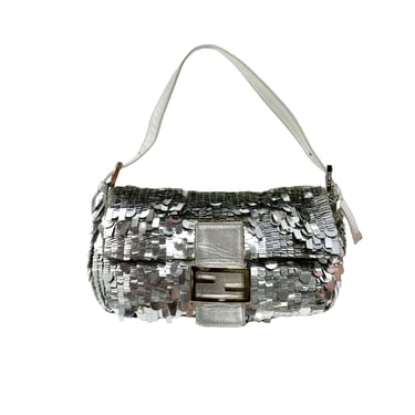 Fendi Silver Sequin Baguette