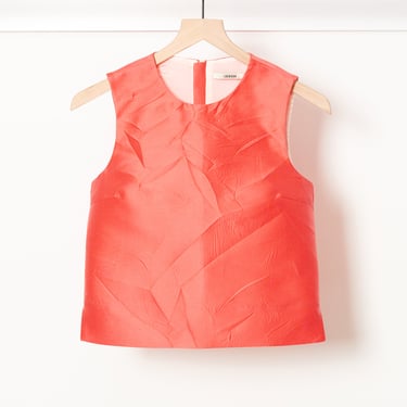 Crinkle Jacquard Top Coral