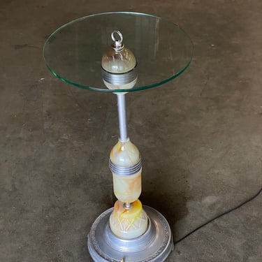 Art Deco Lightup Agate Glass Illuminating Smoking Side Table 