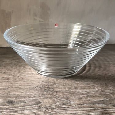 Vintage iittala Aino Aalto Glass Salad Bowl, Iittala glass bowl, Rippled glass bowl, Grey glass bowl, Finnish art glass bowl 