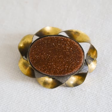 Victorian Goldstone Oval Brooch 