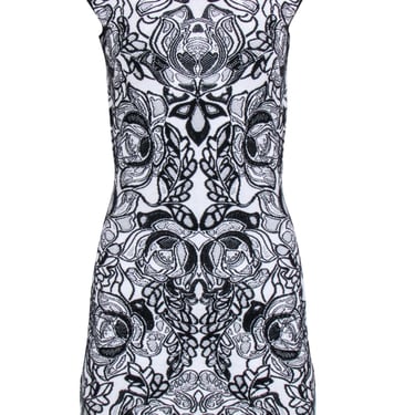 Alexander McQueen - White & Black Sleeveless Wool Blend Printed Dress Sz S