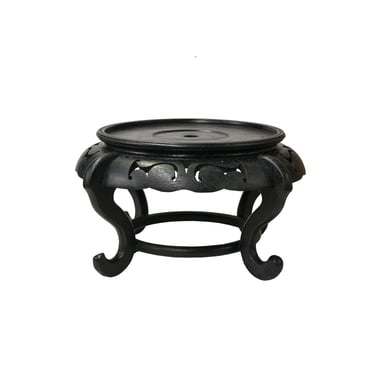 7.5" Chinese Black Wood Round Legs Table Top Stand Display Easel ws3851E 