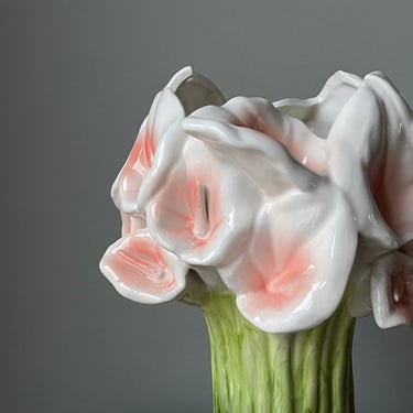 Calla Lilly Vase | White Pink Green | Spring Flower Vase | Flower Shaped Vase | Pastel Vintage Shabby Chic | Bouquet Vase | Floral Gift 