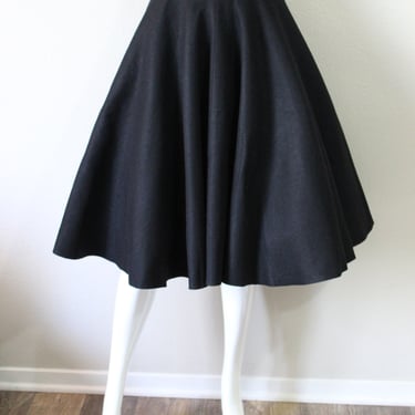 Vintage 50's Original Carole Chris of California Black FELT Full Circle Skirt Rockabilly swing 